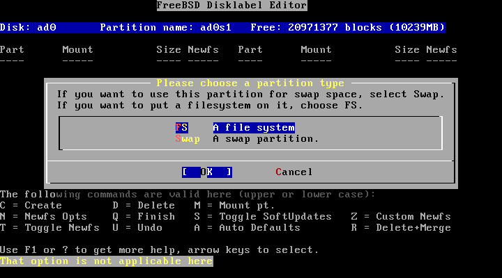 FreeBSD disklabel partition type